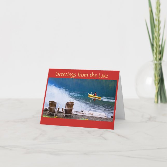 CARTÃO **GREETINGS LAGO** PARA NATAL E ANO NOVO (Frente)