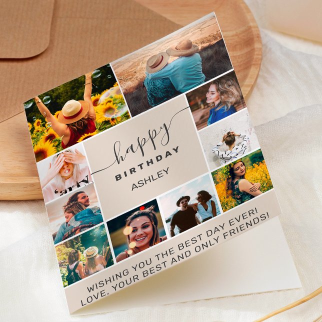 Cartão Grelha de colagem de fotografias de 10 rochas bege (Criador carregado)