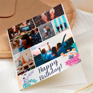 Cartão grelha de fotografias de aniversário de cor da á