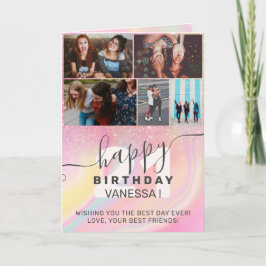 Cartão Grelha de fotos de aniversário de mármore do Unicó