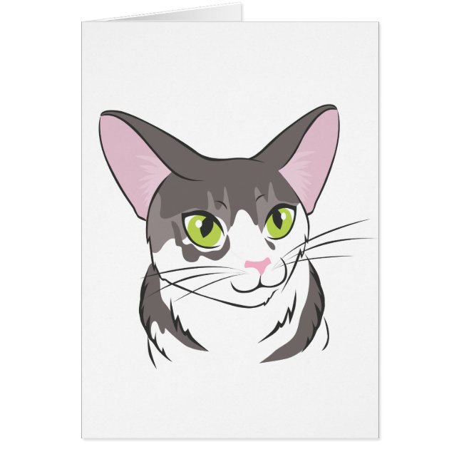 Cartão Grey and White Cat (Frente)