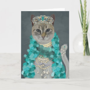 Cartão Grey Cat   Adorned With Bells Portrait