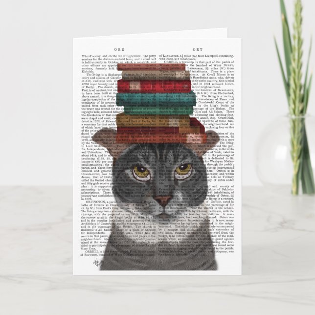 Cartão Grey Cat with Books on Head (Frente)