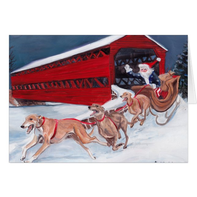 Cartão Greyhound Christmas Gettysburg Sach's Bridge Card (Frente Horizontal)