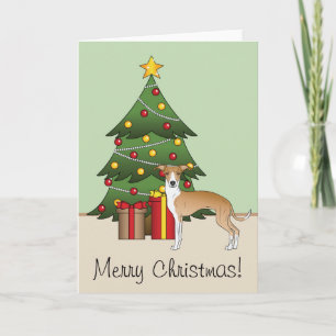 Cartão Greyhound Italiano Branco E Árvore De Natal