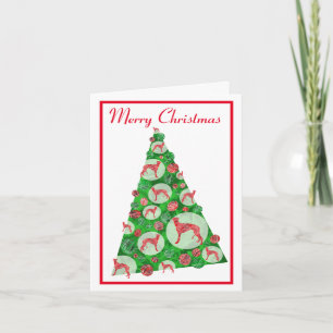 Cartão Greyhound Lurcher Cachorro Silhouette ChristmasTre