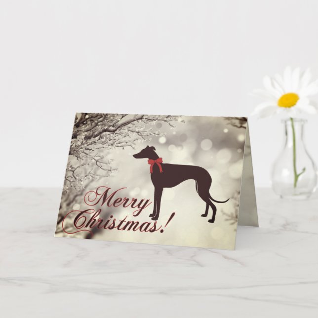 Cartão Greyhound Merry Christmas Greeting Card (Planta pequena)