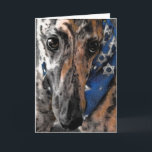 Cartão Greyhound para Chanukah / Hanukkah / Passov<br><div class="desc">A imagem do cartão é de um desenho que fiz de Tipper e ex-galinha de corrida agora em sua casa para sempre.    Tipper é um galinheiro de brindle vestido em sua Estrela de David bandana.</div>
