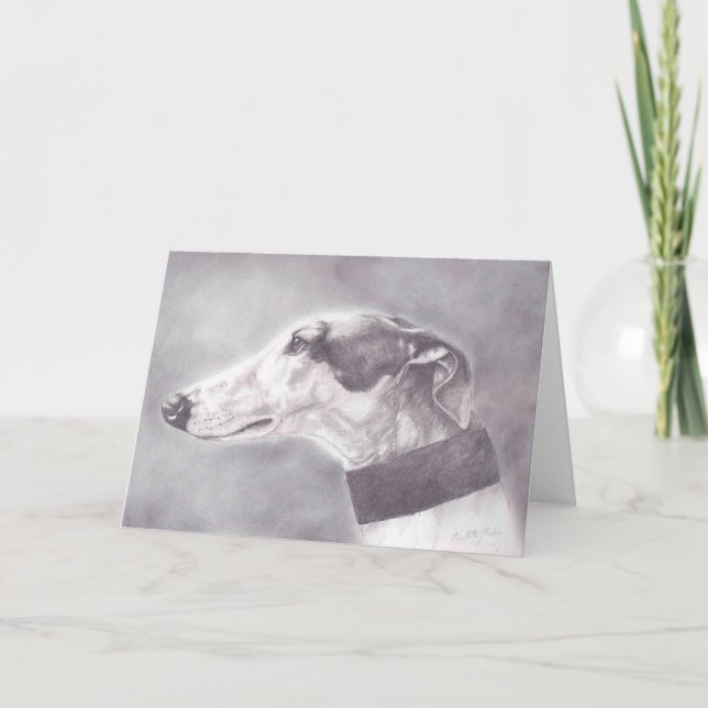 Cartão Greyhound Pencil Portrait Dog Art Greeting Card (Frente)