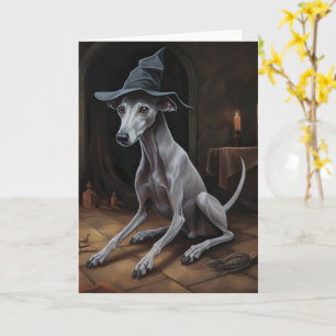Cartão Greyhound Pumpkins Halloween Assustado