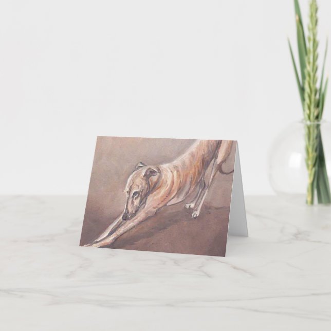 Cartão Greyhound Stretch Dog Art Note Card (Frente)