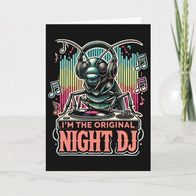 Cartão Grilo Divertido Eu Sou O Dj Da Noite Original (Frente)