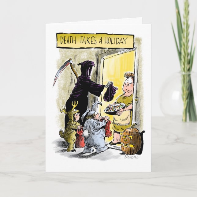 Cartão Grim Reaper Trick-or-Treating Halloween card (Frente)