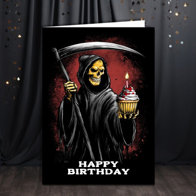 Cartão Grim Reaper with Scythe Birthday (Criador carregado)