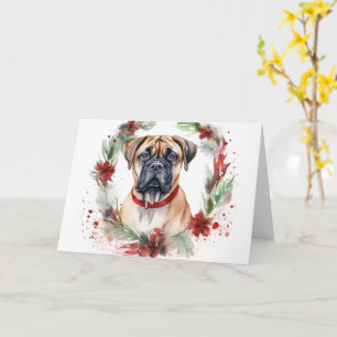 Cartão Grinalda de Natal do Bullmastiff Pupila Festiva