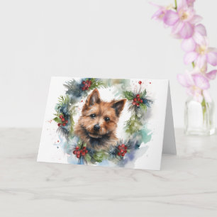 Cartão Grinalda de Natal do Terrier Australiano Cãozinho 