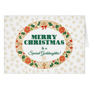 Cartão Grinalda do azevinho do Natal, para flocos de neve