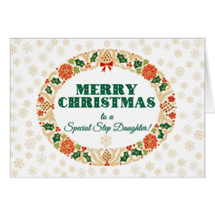 Cartão Grinalda do azevinho do Natal para flocos de neve