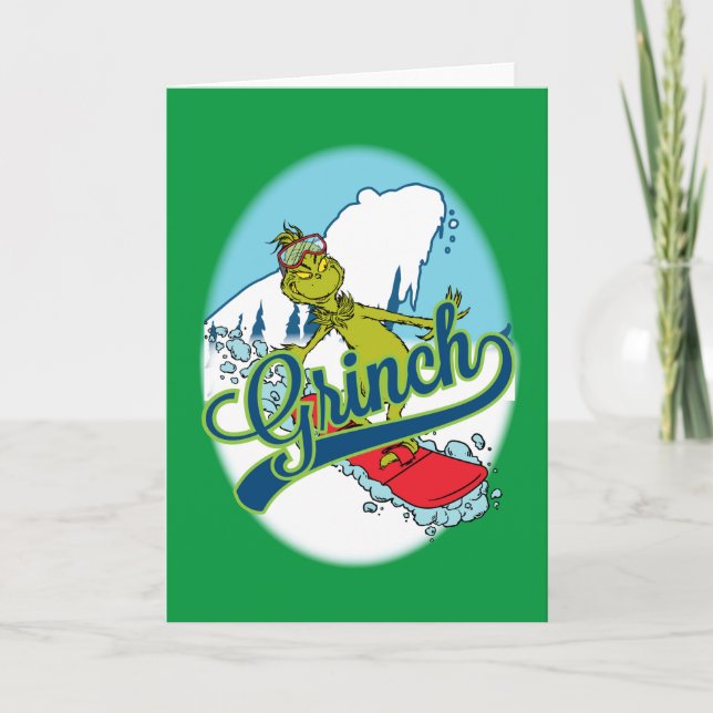 Cartão Grinch Snowboarding (Frente)