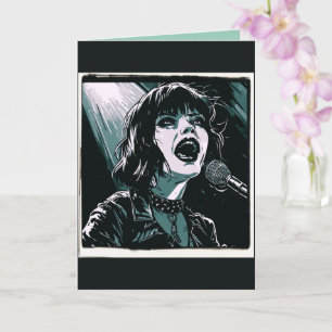 Cartão Grite Alto Punk Rocker Retro Vintage Verde Água