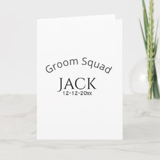 Cartão Groom squad name date year bold letter bachelorett