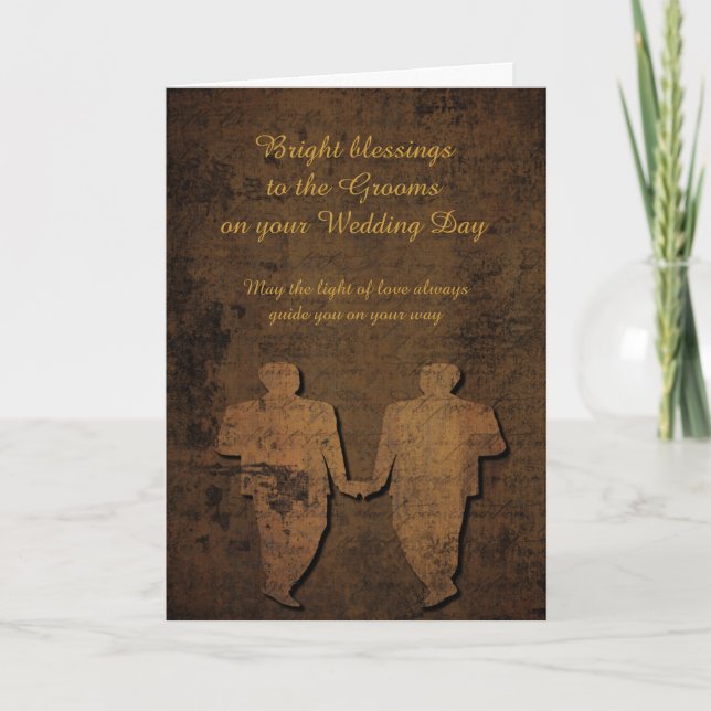 Cartão Grooms Lit by Love Gay Wedding Card (Frente)