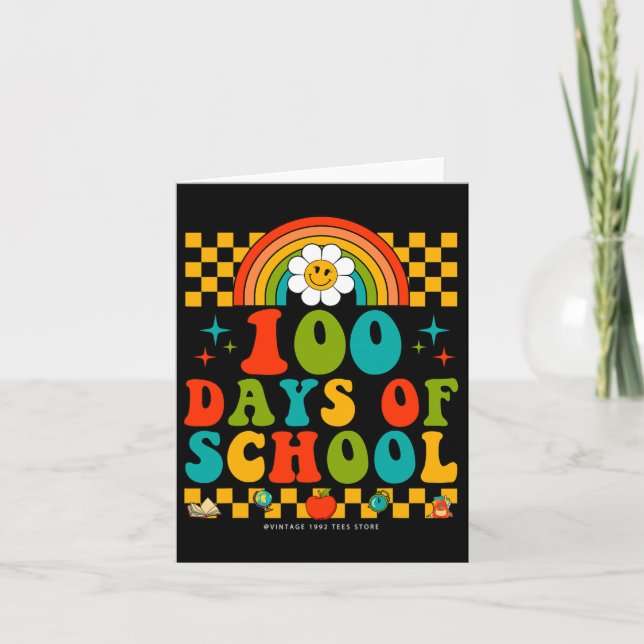 Cartão Groovy 100 Dias De Professores Do Arco-Íris Na Esc (Frente)