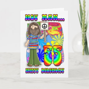 Cartão Groovy 55th Birthday - Hippy Birthday