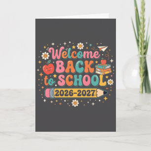 Cartão Groovy Bem-vindo de Volta à Escola 2026-2027 Profe