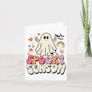 Cartão Groovy Boo Ghost Spooky Figurinos de Halloween Men
