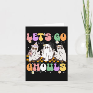 Cartão Groovy Boo Vamos Ghouls Halloween Ghost Women Gi
