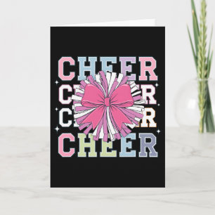 Cartão Groovy Cheer Coquette Laço Fã de Cheerleading Chee