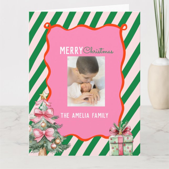 Cartão Groovy Christmas Tree Doodle Photo  (Frente)