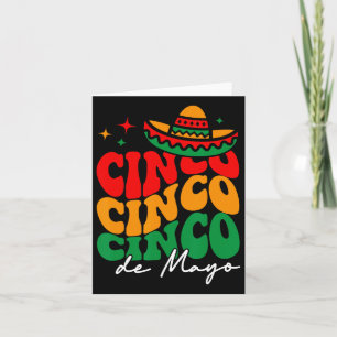 Cartão Groovy Cinco De Mayo Camisa Mexicana Fiesta 5 De M