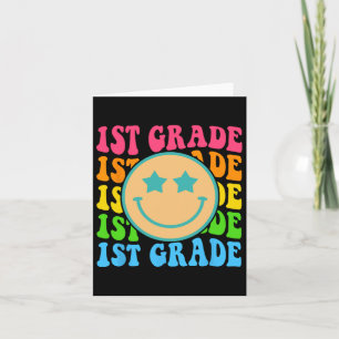 Cartão Groovy First Grade Vibes Face Professores Retro By