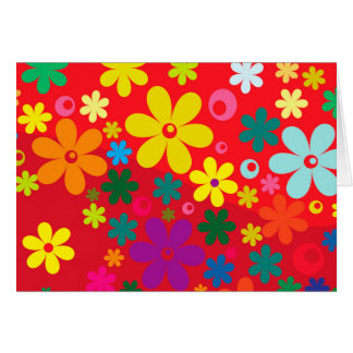 Cartão Groovy Hippie Colorful Flowers Love