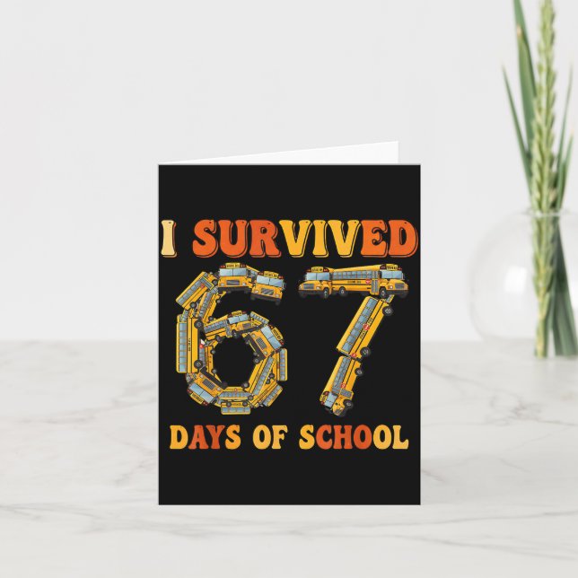 Cartão Groovy I Survived 67 Days Of School Funny 67 Meme  (Frente)