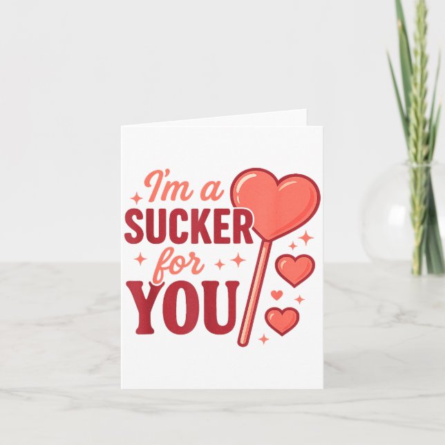 Cartão Groovy I'm A Sucker For You Retro Heart Candy Vale (Frente)