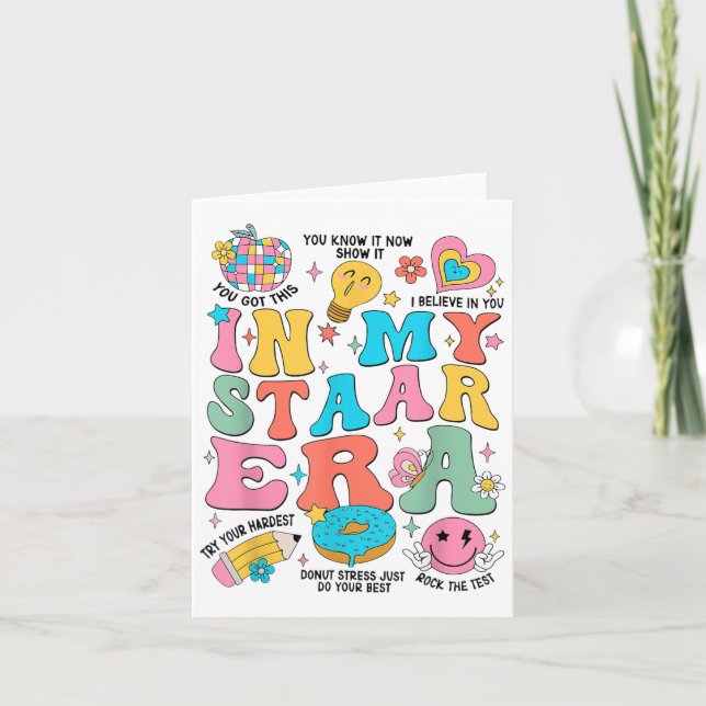 Cartão Groovy In My Starr Era Testing Day Teacher Kids Mo (Frente)