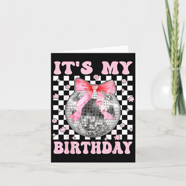 Cartão Groovy It's My Birthday Teens Girls Disco Ball Coq (Frente)
