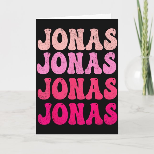 Cartão Groovy Jonas First Name D I Love Jonas Tees Meme  (Frente)