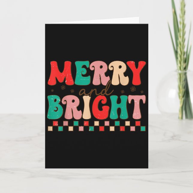 Cartão Groovy Merry And Bright Christmas Matching Family  (Frente)