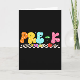 Cartão Groovy Pré-k Ck Para a Escola Primeiro Dia De Aula