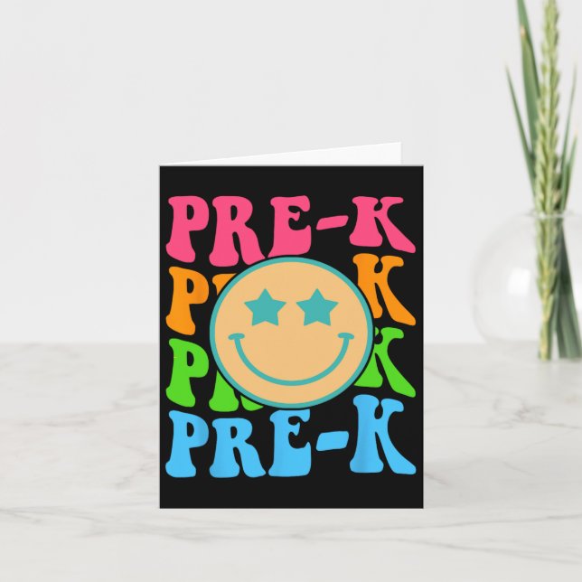 Cartão Groovy Pre-k Vibes Face Professores Crianças De Vo (Frente)