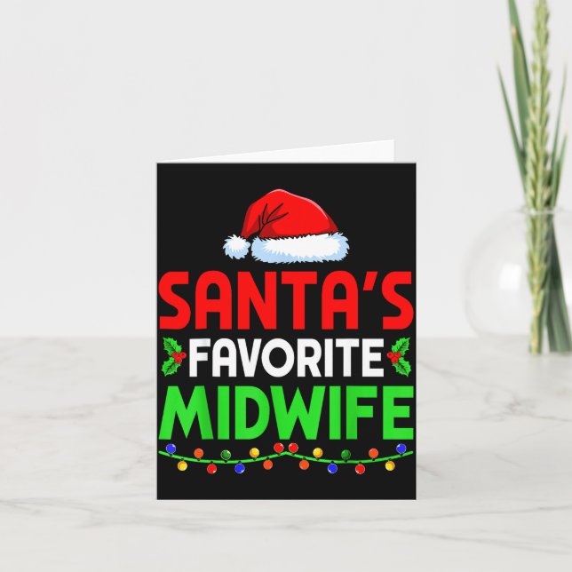 Cartão Groovy Santa's Favorite Midwife Nurse Christmas Sa (Frente)