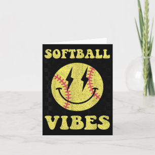 Cartão Groovy Softball Vibes sorri Rosto Meninas Mulheres
