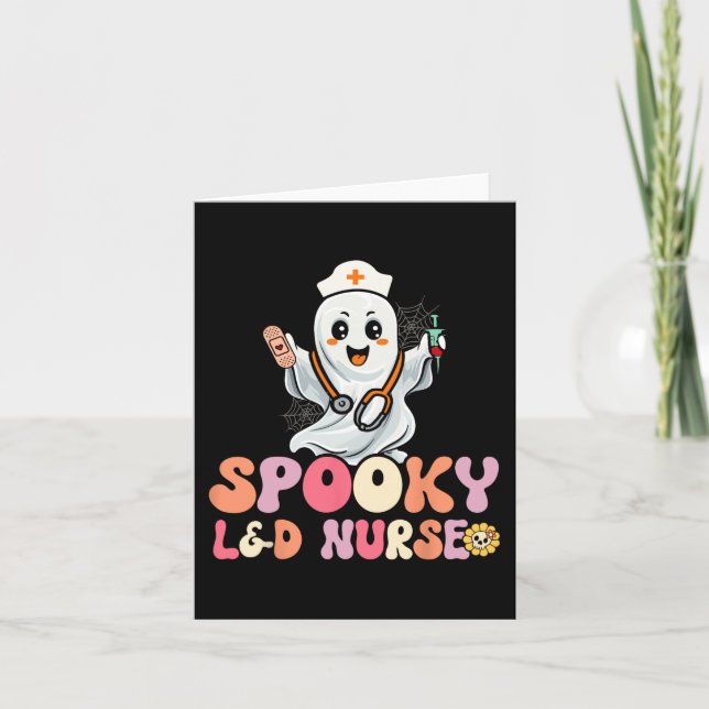 Cartão Groovy Spooky Labour and Delivery Nurse Halloween  (Frente)