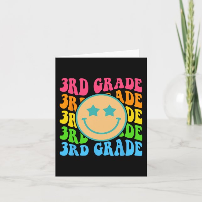 Cartão Groovy Third Grade Vibes Enfrenta Professores Retr (Frente)
