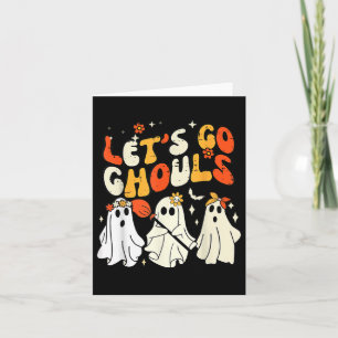 Cartão Groovy Vamos Go Ghouls Retro Halloween Ghost Costu