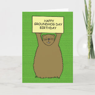 Cartão Groundhog Day Birthday Cartoon